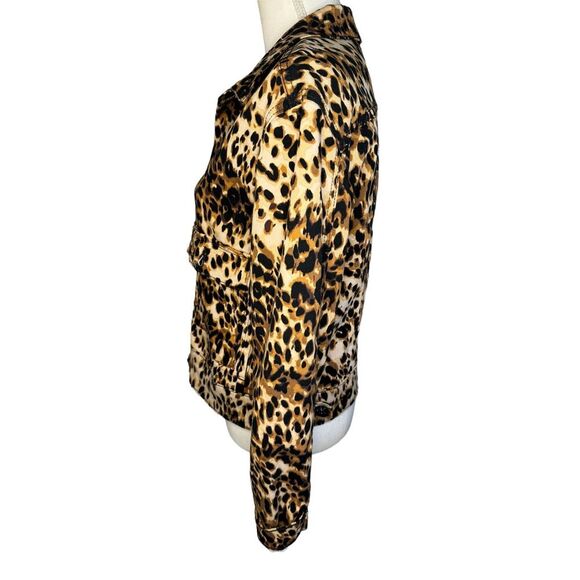 LuLaRoe Women’s Medium Leopard Print Kenny Denim Jacket EUC - Picture 2 of 8